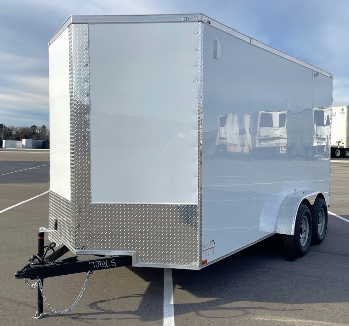 New 7x16 Tandem Axle V-Nose Cargo Trailer 9990 GVWR, Barn Doors, 7'6 Height