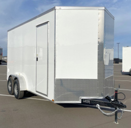 New 7x16 Tandem Axle V-Nose Cargo Trailer 9990 GVWR, Barn Doors, 7'6 Height