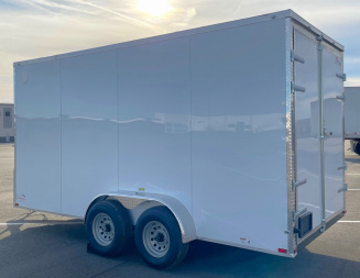 New 7x16 Tandem Axle V-Nose Cargo Trailer 9990 GVWR, Barn Doors, 7'6 Height