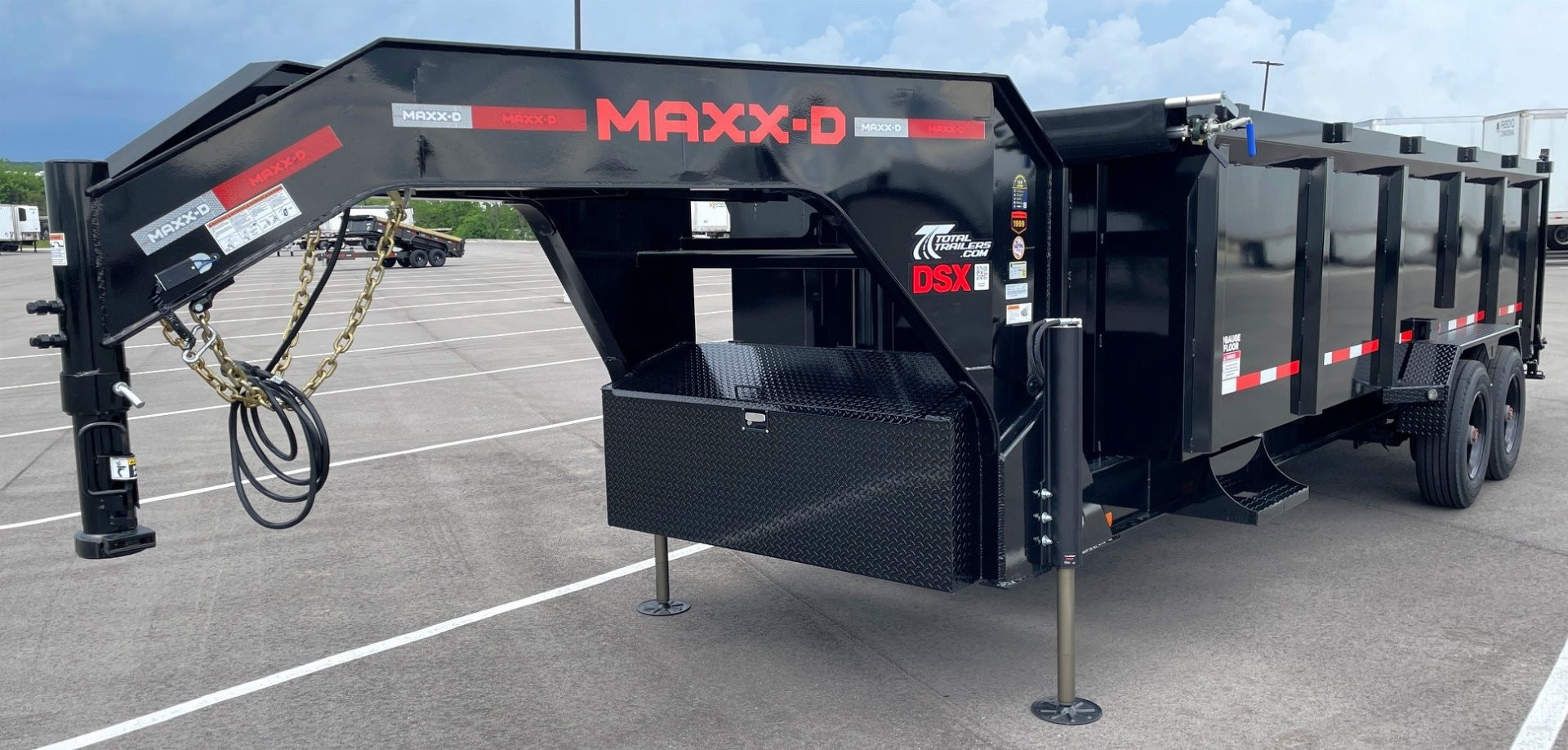 New MAXX-D DSX 83"x 20' Super Heavy Duty Gooseneck Dump Trailer: 21,000 GVWR, 7 Gauge Floor, Spare