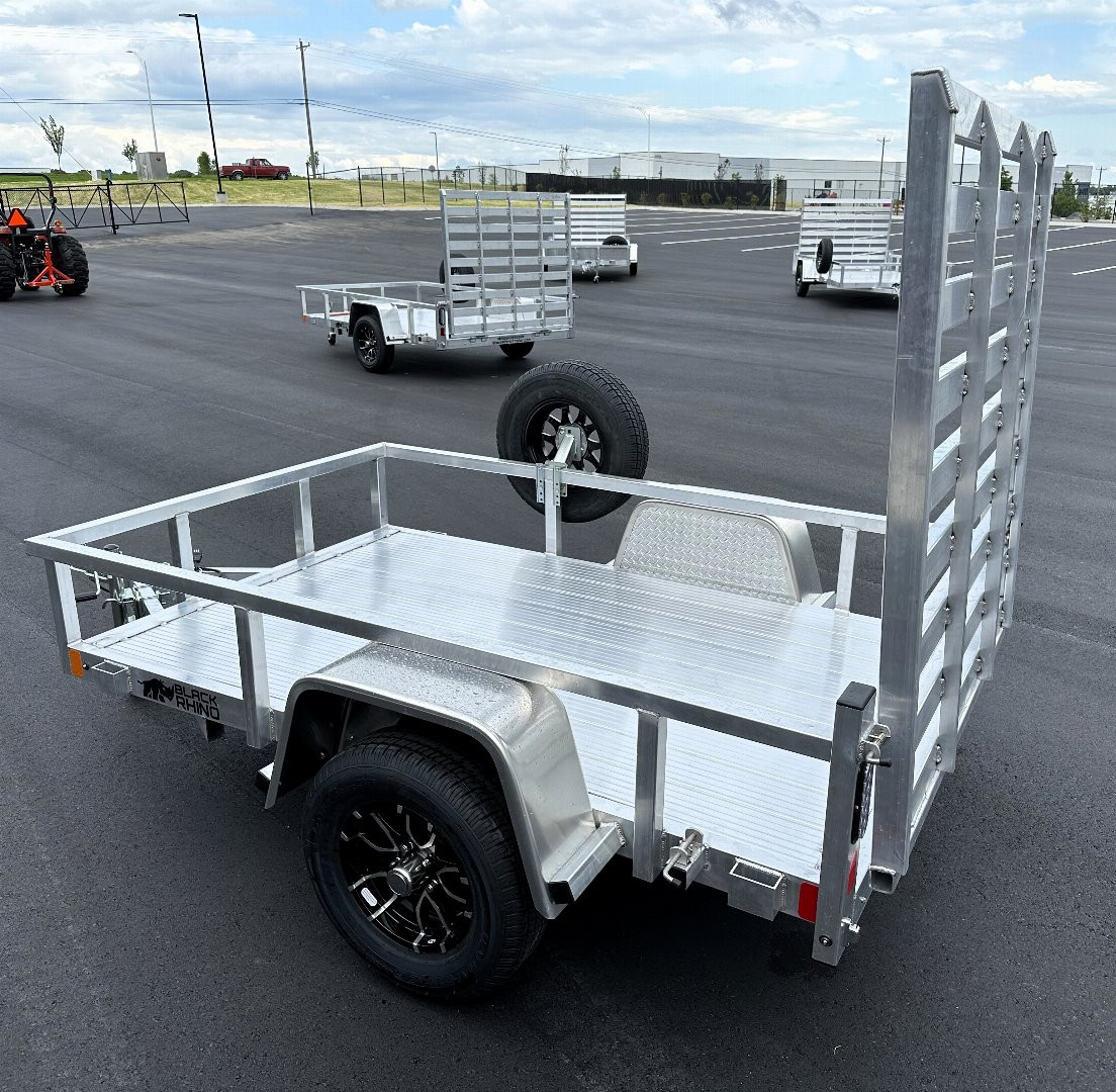New Black Rhino 5x8 Aluminum Utility Trailer: Torsion Axle, Ramp Gate, Aluminum Wheels