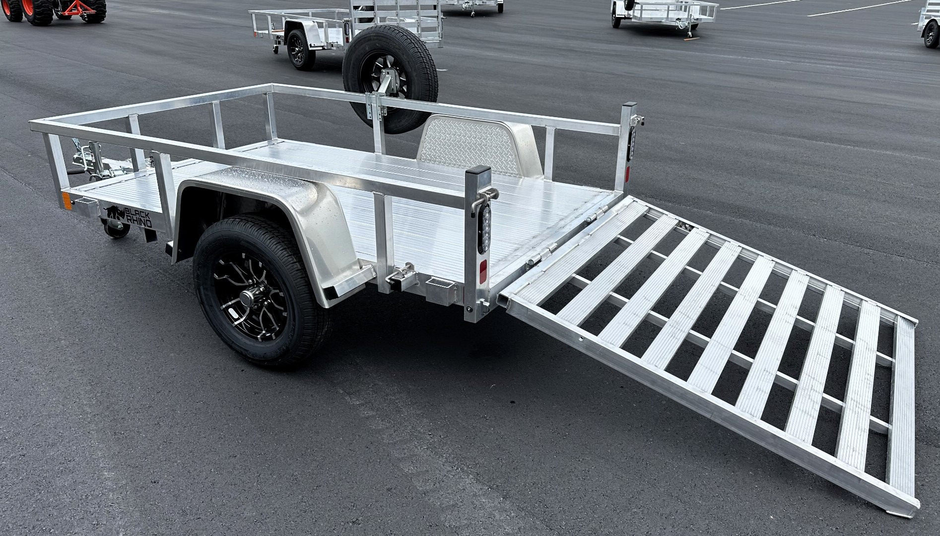New Black Rhino 5x8 Aluminum Utility Trailer: Torsion Axle, Ramp Gate, Aluminum Wheels