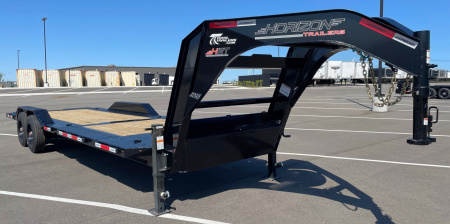 New Horizon HET 26'x102" Gooseneck Gravity Tilt Equipment Trailer 22,400 GVWR Drive Over Fenders