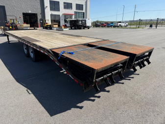 Used 2020 BJ's 25+5 x 102" Deckover Equipment Trailer 16,000 GVWR Mega Ramps