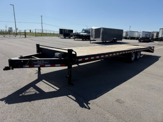 Used 2020 BJ's 25+5 x 102" Deckover Equipment Trailer 16,000 GVWR Mega Ramps