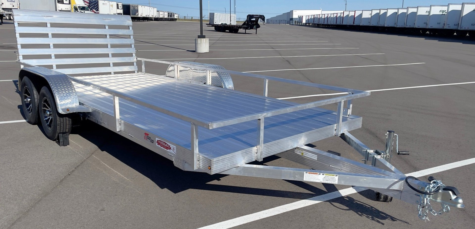 New Cherokee Aluminum 81" x 16' Tandem Axle Utility Trailer: 7000 GVWR, Aluminum Wheels, 42" Ramp Gate