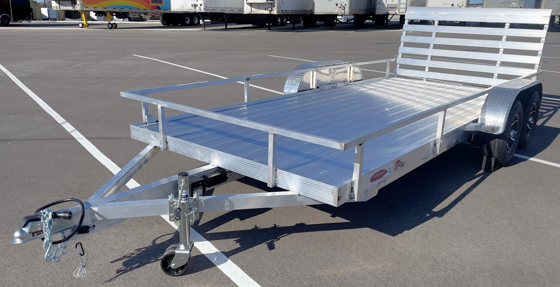 New Cherokee Aluminum 81" x 16' Tandem Axle Utility Trailer: 7000 GVWR, Aluminum Wheels, 42" Ramp Gate