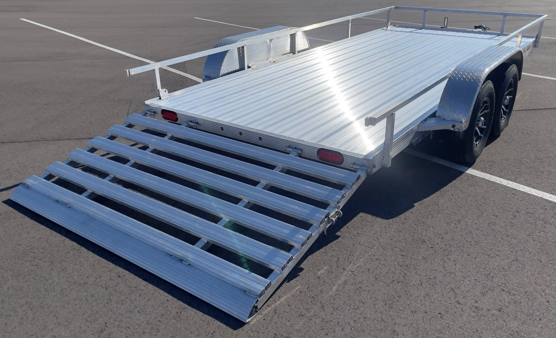 New Cherokee Aluminum 81" x 16' Tandem Axle Utility Trailer: 7000 GVWR, Aluminum Wheels, 42" Ramp Gate