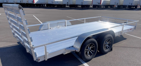 New Cherokee Aluminum 81" x 16' Tandem Axle Utility Trailer: 7000 GVWR, Aluminum Wheels, 42" Ramp Gate