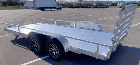 New Cherokee Aluminum 81" x 16' Tandem Axle Utility Trailer: 7000 GVWR, Aluminum Wheels, 42" Ramp Gate