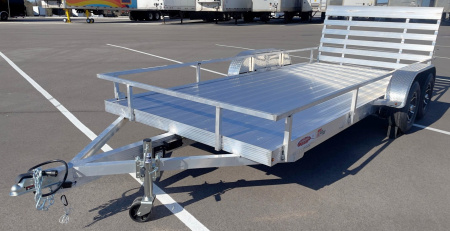 New Cherokee Aluminum 81" x 16' Tandem Axle Utility Trailer: 7000 GVWR, Aluminum Wheels, 42" Ramp Gate