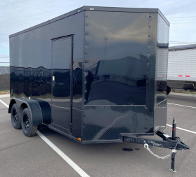 New 7x14 Enclosed BLACKOUT Cargo Trailer: 7' Height, .080 Exterior, 7k GVWR, Ramp Door