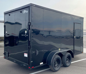 New 7x14 Enclosed BLACKOUT Cargo Trailer: 7' Height, .080 Exterior, 7k GVWR, Ramp Door