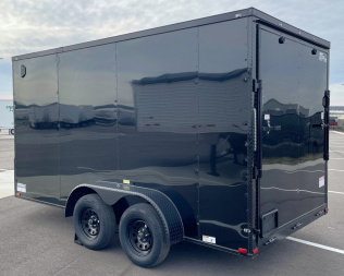 New 7x14 Enclosed BLACKOUT Cargo Trailer: 7' Height, .080 Exterior, 7k GVWR, Ramp Door