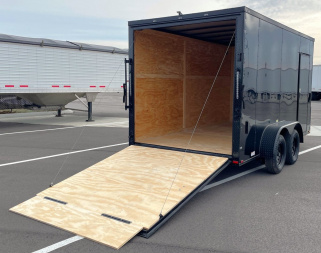 New 7x14 Enclosed BLACKOUT Cargo Trailer: 7' Height, .080 Exterior, 7k GVWR, Ramp Door