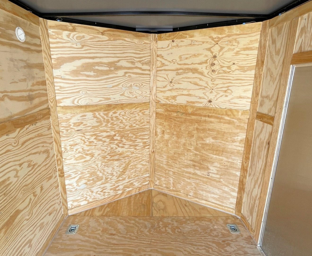 New 7x14 Tandem Axle V-Nose Enclosed Cargo Trailer: 7' Height, Rear Spoiler, D-Rings, 7,000 GVWR