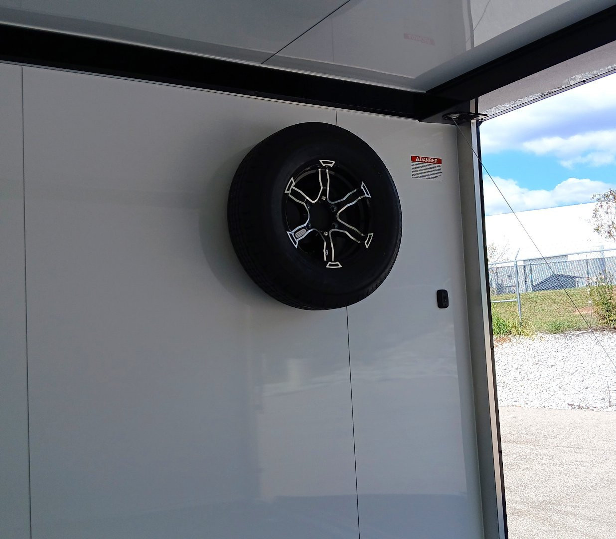 New CLEARANCE! ATC 8.5 x 24' White Car Hauler / Racing Trailer w/ Spare, Aluminum Interior, Blackout trim