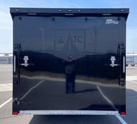 New ATC 8.5 x 24' BLACKOUT Enclosed Car Hauler, 9,990LB, AC, Escape Door, Cabinets, Spare Tire