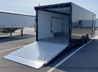 New ATC 8.5 x 24' BLACKOUT Enclosed Car Hauler, 9,990LB, AC, Escape Door, Cabinets, Spare Tire