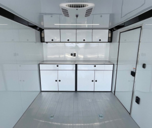 New ATC 8.5 x 24' BLACKOUT Enclosed Car Hauler, 9,990LB, AC, Escape Door, Cabinets, Spare Tire