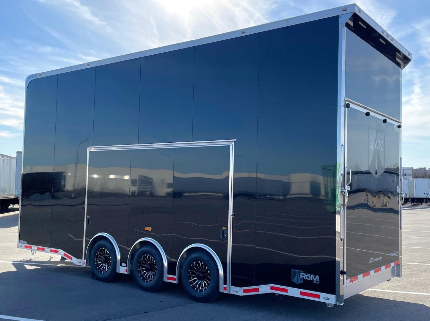 New 24' ATC RoM 800 Stacker Car Hauler Trailer - Black w/ Premium Escape Door