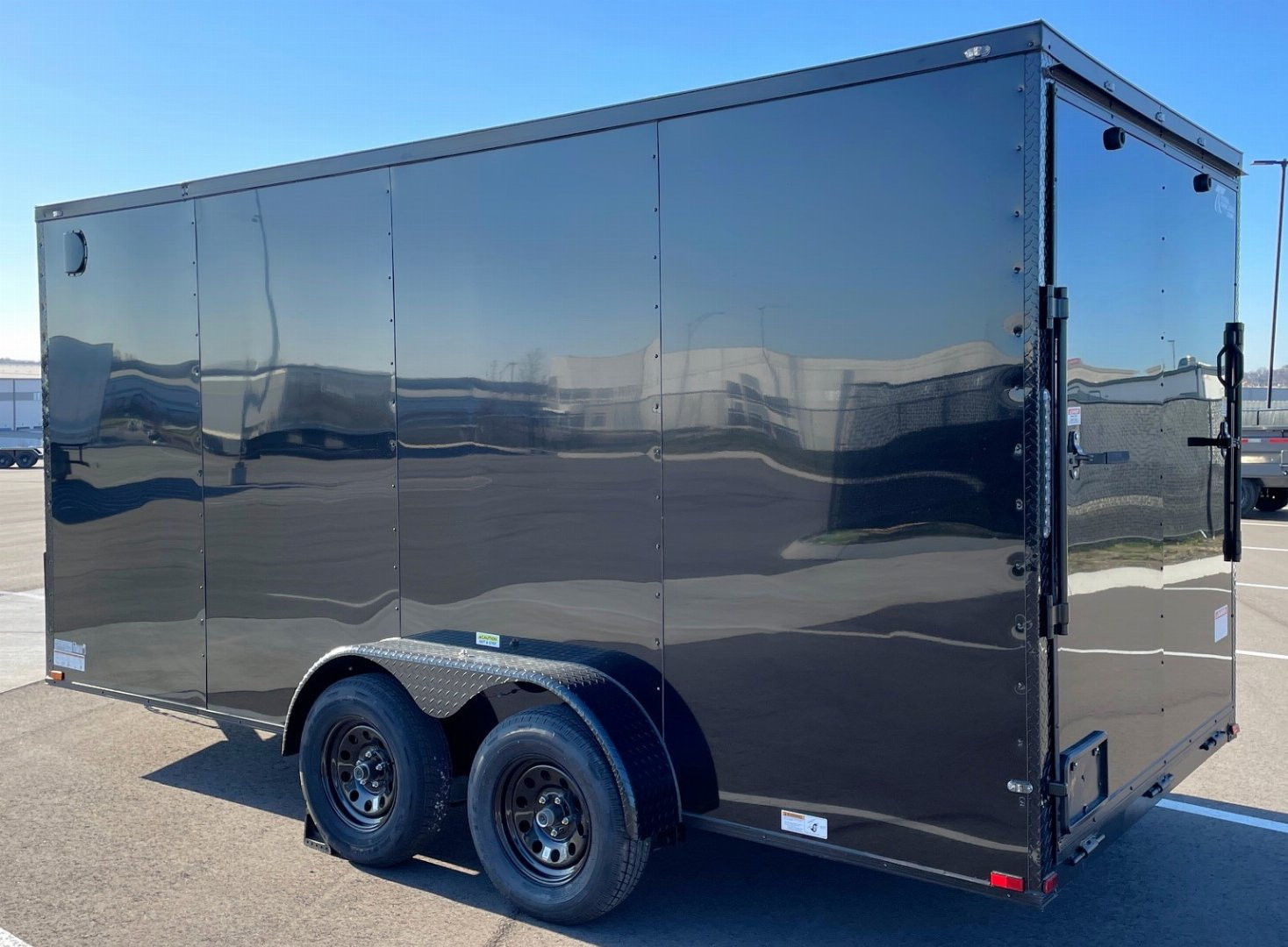 New 7x16 Blackout Tandem Axle Enclosed Cargo Trailer, .080 Polycore, 7' Interior Height