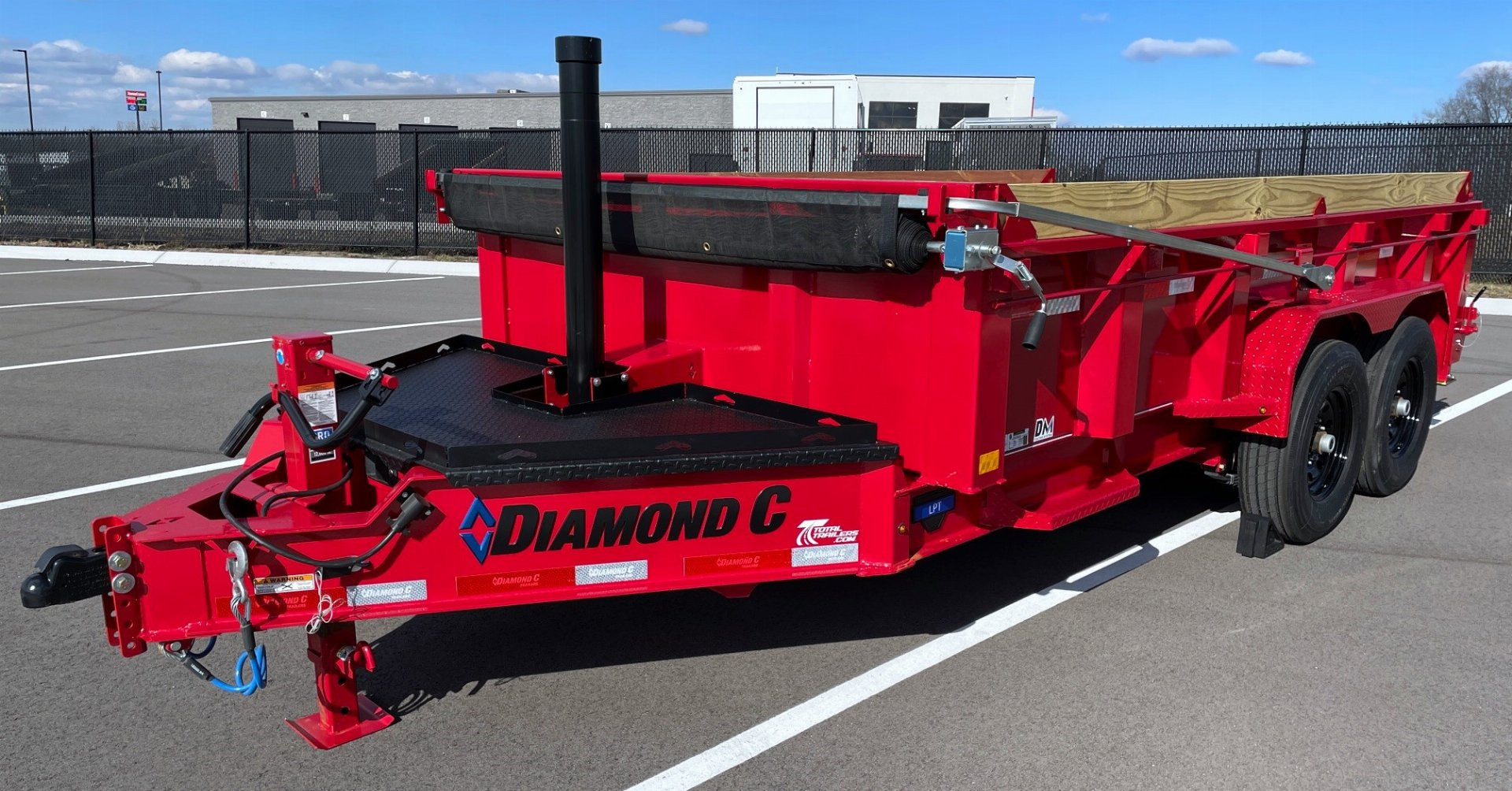 New 2025 Diamond C LPT-207 14' Red Dump Trailer -14900 GWVR, Spare, Solar Charger