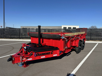 New 2025 Diamond C LPT-207 14' Red Dump Trailer -14900 GWVR, Spare, Solar Charger