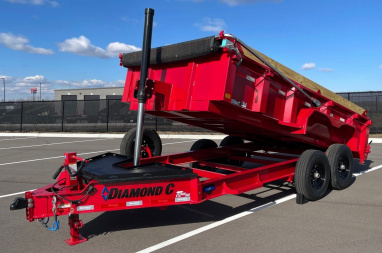 New 2025 Diamond C LPT-207 14' Red Dump Trailer -14900 GWVR, Spare, Solar Charger
