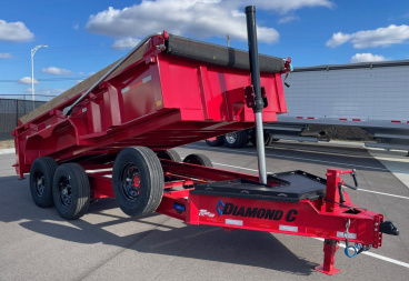 New 2025 Diamond C LPT-207 14' Red Dump Trailer -14900 GWVR, Spare, Solar Charger