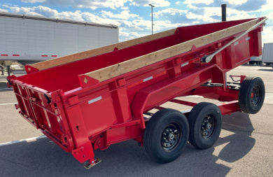 New 2025 Diamond C LPT-207 14' Red Dump Trailer -14900 GWVR, Spare, Solar Charger