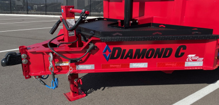 New 2025 Diamond C LPT-207 14' Red Dump Trailer -14900 GWVR, Spare, Solar Charger