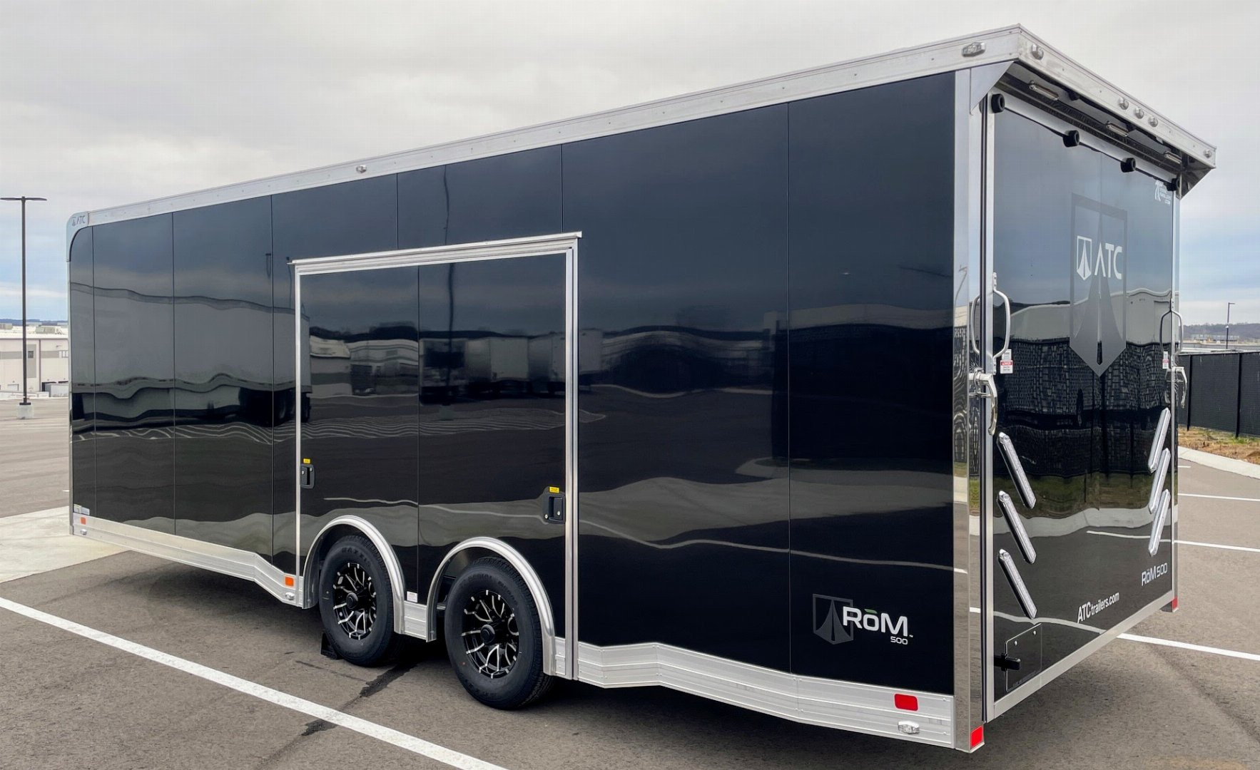 New 2025 ATC Rom 500 8.5' x 24' Aluminum Enclosed Car / Racing Trailer--AC, Spare, 50 Amp