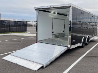 New 2025 ATC Rom 500 8.5' x 24' Aluminum Enclosed Car / Racing Trailer--AC, Spare, 50 Amp