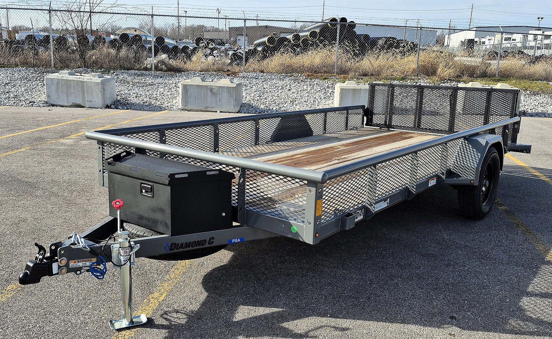 New Diamond C PSA 14' x 77" Premium Utility Trailer, Tool Box, Spare, Bi-Fold Gate