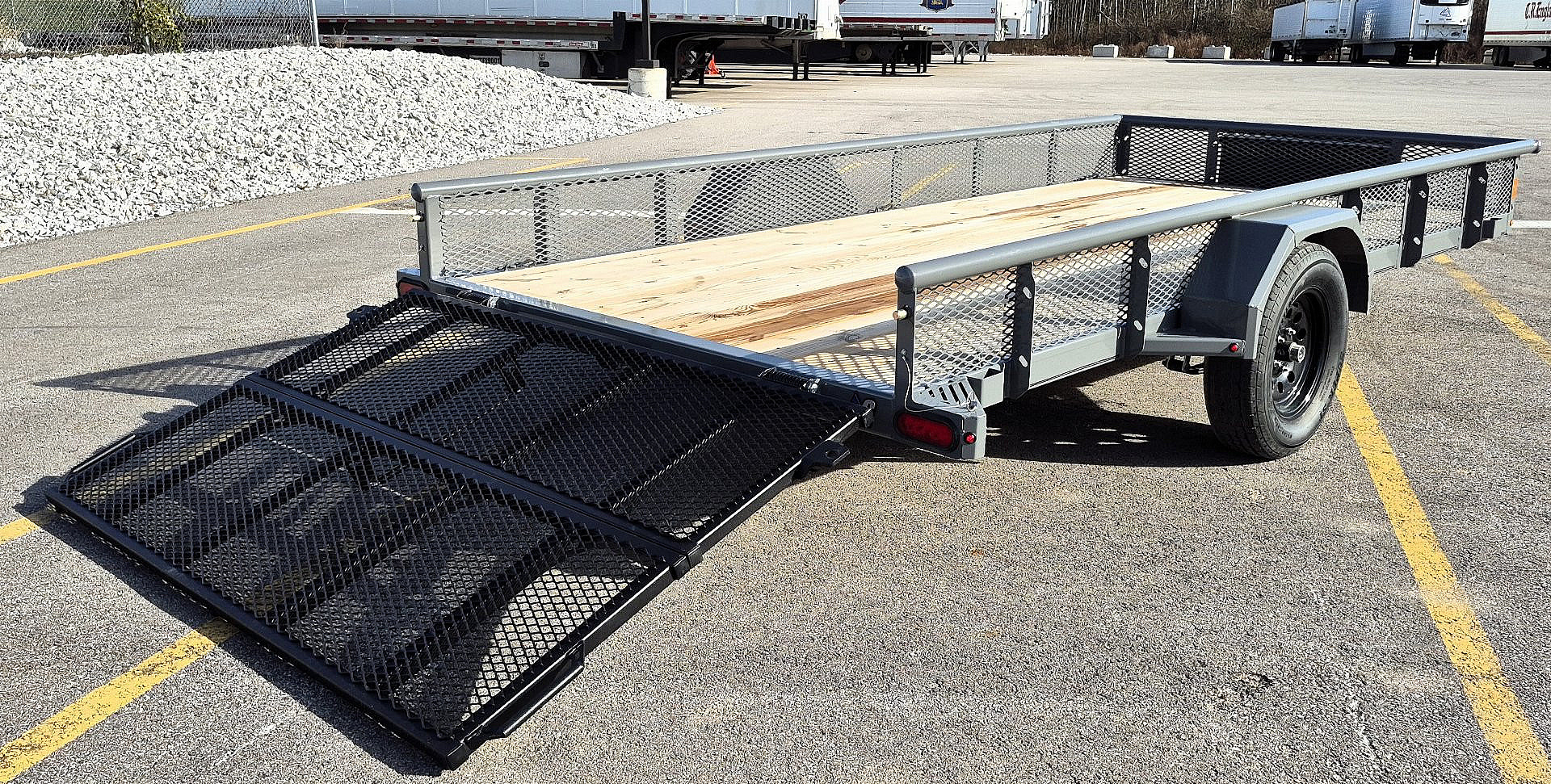 New Diamond C PSA 14' x 77" Premium Utility Trailer, Tool Box, Spare, Bi-Fold Gate