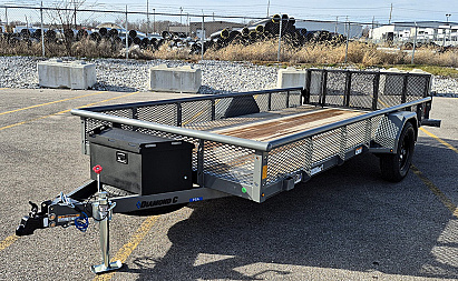 New Diamond C PSA 14' x 77" Premium Utility Trailer, Tool Box, Spare, Bi-Fold Gate