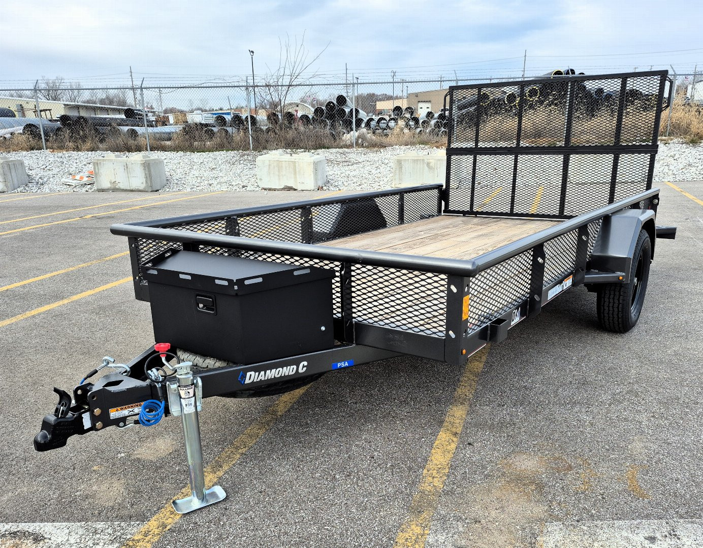 New Diamond C PSA 12' x 77" Premium Utility Trailer, Tool Box, Spare, Bi-Fold Gate