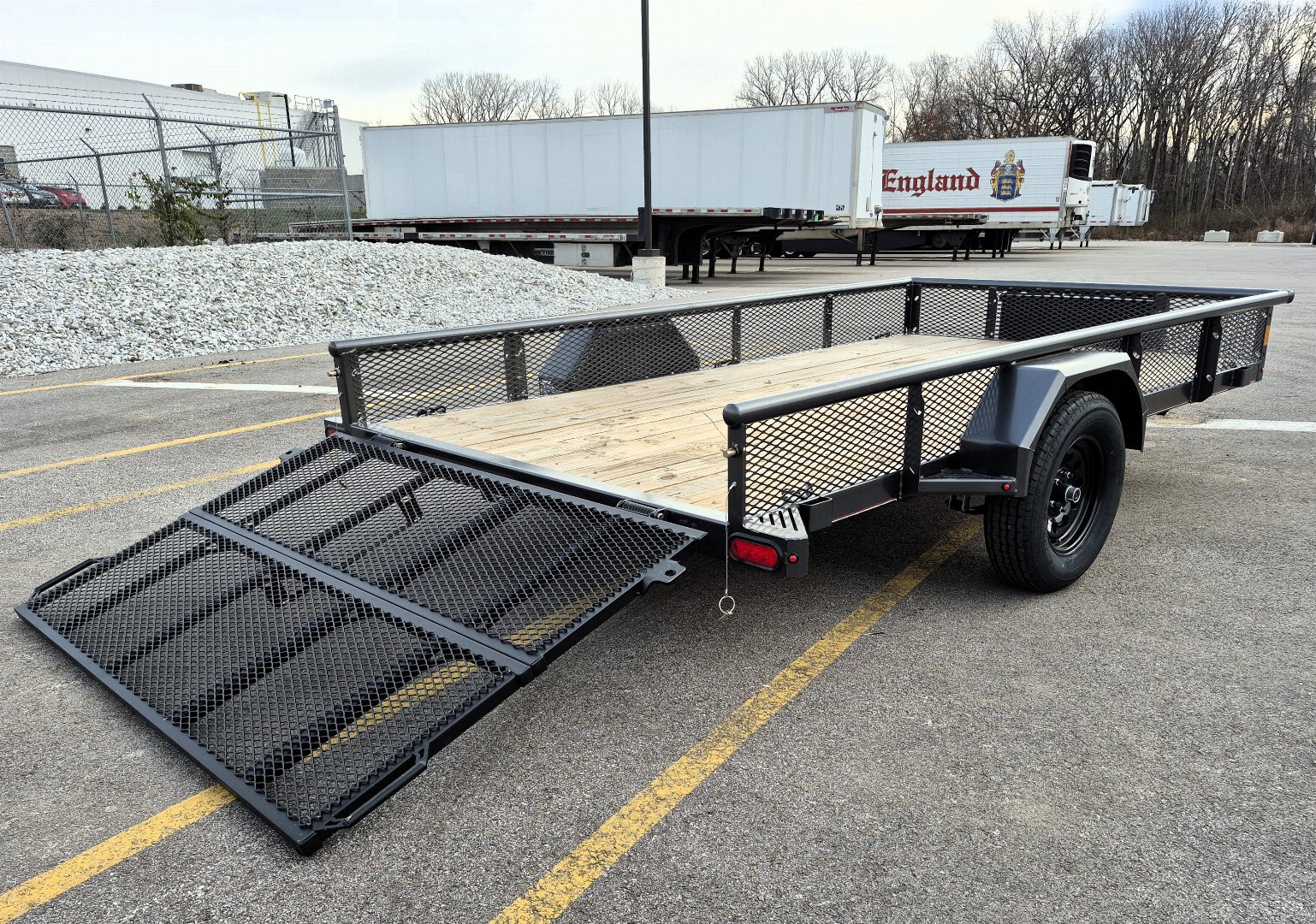 New Diamond C PSA 12' x 77" Premium Utility Trailer, Tool Box, Spare, Bi-Fold Gate