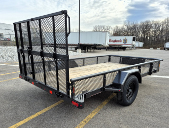 New Diamond C PSA 12' x 77" Premium Utility Trailer, Tool Box, Spare, Bi-Fold Gate