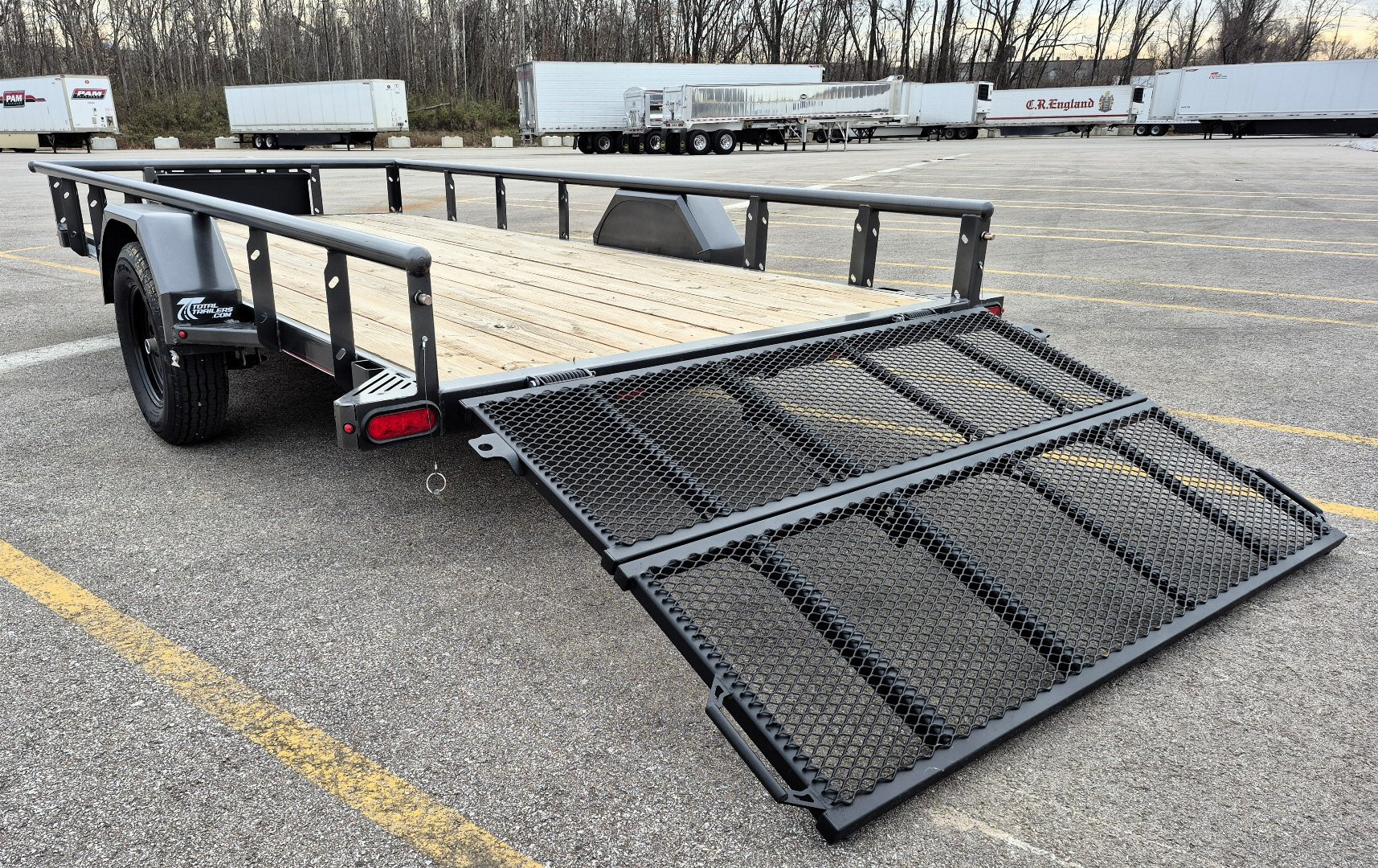 New Diamond C PSA 14' x 77" Premium Utility Trailer, Tool Box, Spare, Bi-Fold Gate