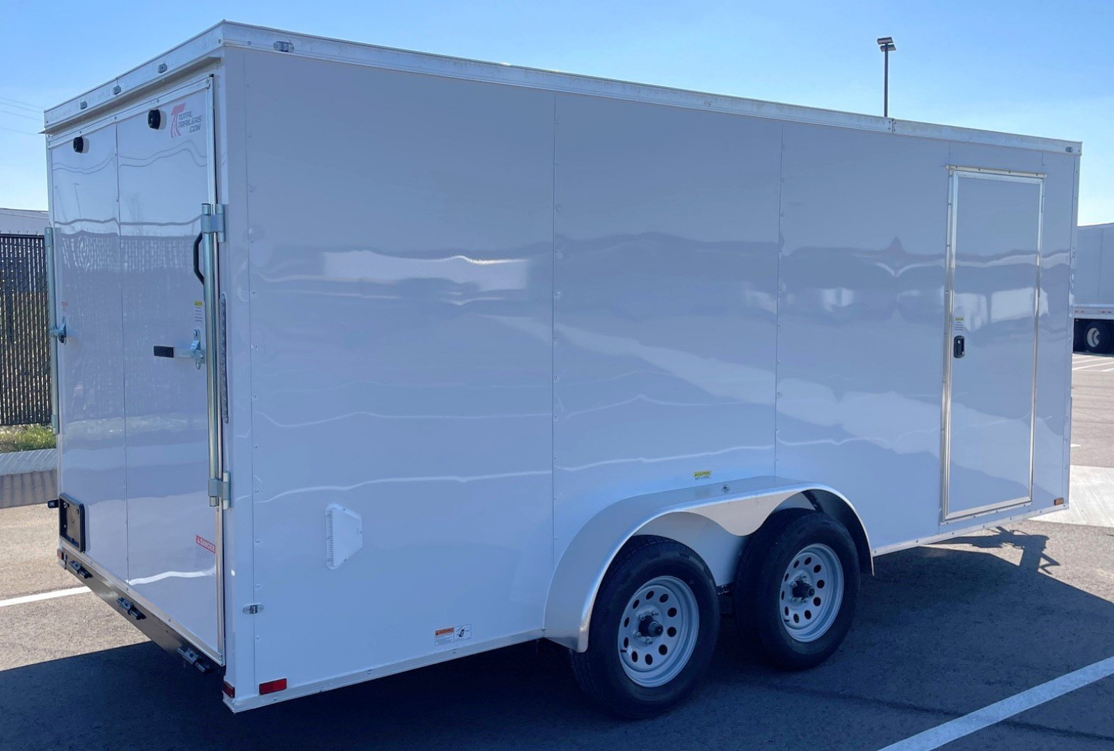 7x16 New 7X16 White V-Nose Tandem Axle Cargo 6'3 Enclosed Cargo Trailer w ...
