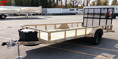 New Diamond C PSA 14' x 77" Premium Utility Trailer, Tool Box, Spare, Bi-Fold Gate