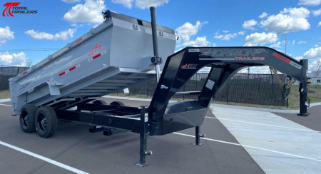 New Horizon 16' Gooseneck Dump Trailer 22,400LB, 18ply Tires, 36" Sides, Side Door, 10K Axles, 7 Gauge Floor