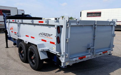 New Horizon 16' Gooseneck Dump Trailer 22,400LB, 18ply Tires, 36" Sides, Side Door, 10K Axles, 7 Gauge Floor