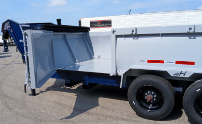 New Horizon 16' Gooseneck Dump Trailer 22,400LB, 18ply Tires, 36" Sides, Side Door, 10K Axles, 7 Gauge Floor