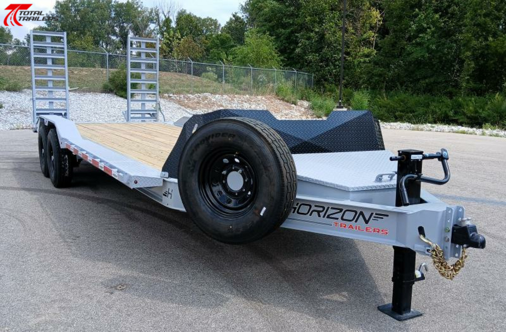 New Horizon 102"W x 22' Equipment Trailer 15,260lb, Drive Over Fenders, 14 Ply Tires, Spare