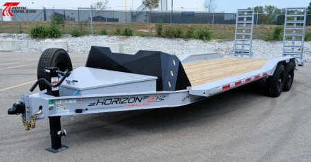 New Horizon 102"W x 22' Equipment Trailer 15,260lb, Drive Over Fenders, 14 Ply Tires, Spare