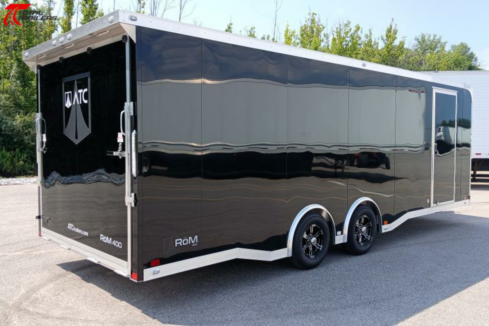 New ATC 8.5 x 24' Black Car Hauler Trailer, Aluminum Floor, Spare Tire, Escape Door