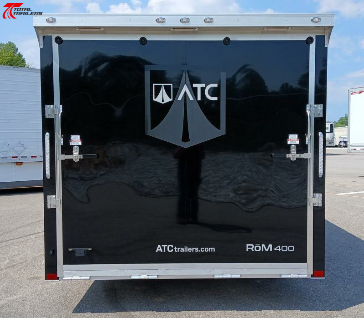 New ATC 8.5 x 24' Black Car Hauler Trailer, Aluminum Floor, Spare Tire, Escape Door